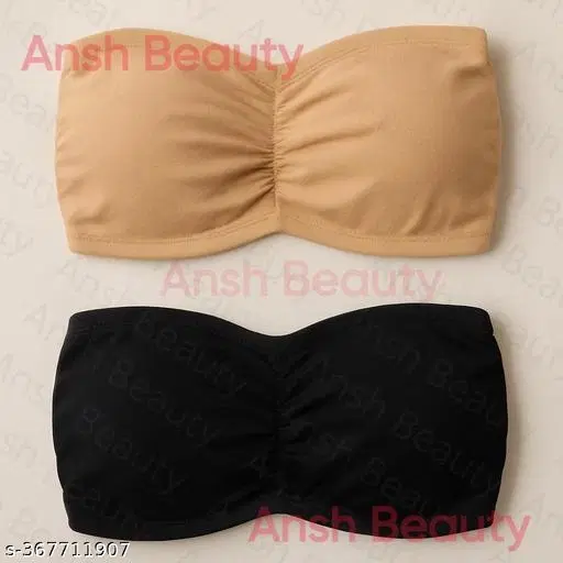 Cotton Blend Bra for Women & Girls, Black & Brown, Pack of 2 (28A)