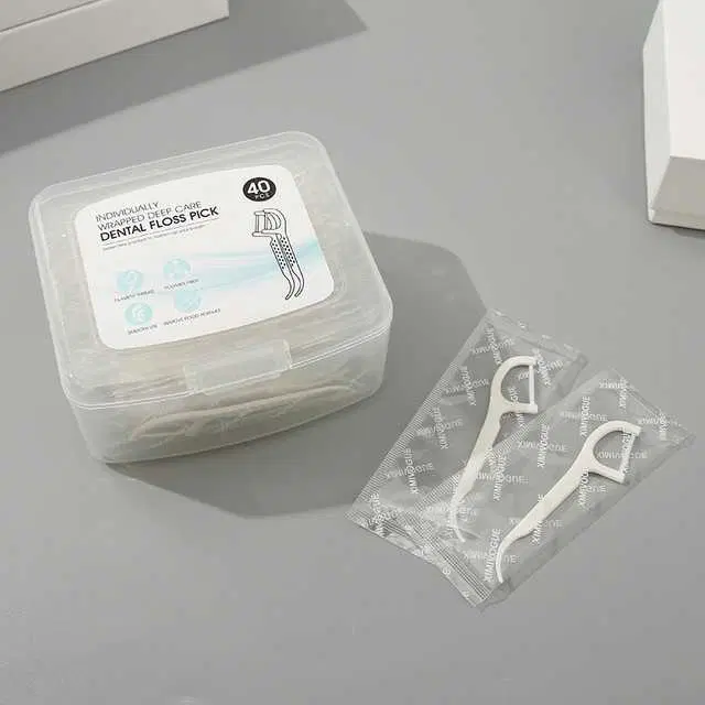 Ximi Vogue Individual Package Sodium Fluoride Dental Floss Pick, 40 Pcs, Green Tea Scent, X-93