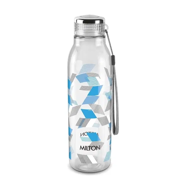 Milton Helix 1000 Water Bottle, 1 Litre, Reusable Plastic Fridge Bottle, BPA Free and Leak Proof Bottles for Travel, Work, Pack of 1, Brown, Yellow and SKY blue print