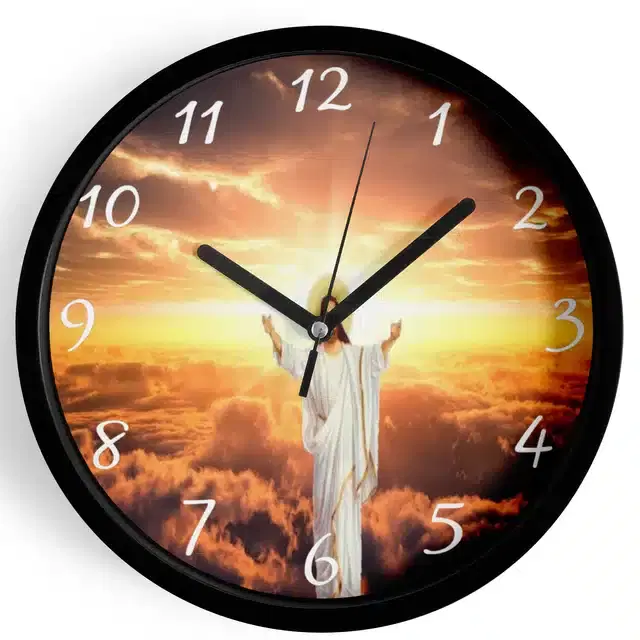 Plastic Jesus Printed Wall Clock, Multicolor, 10x10 Inches