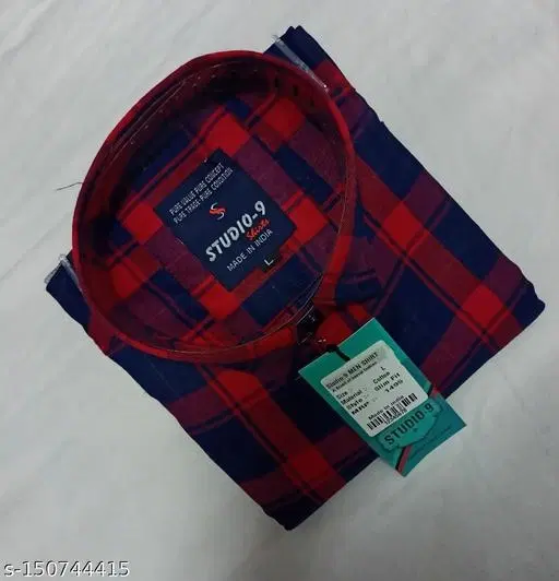 Cotton Blend Checked Shirt for Men, Red (XL) Pack of 1