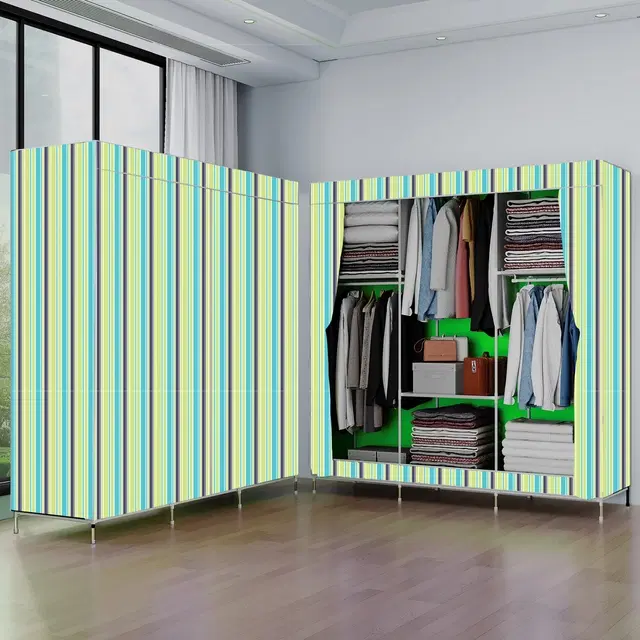 Plastic Printed Collapsible Wardrobe, Green