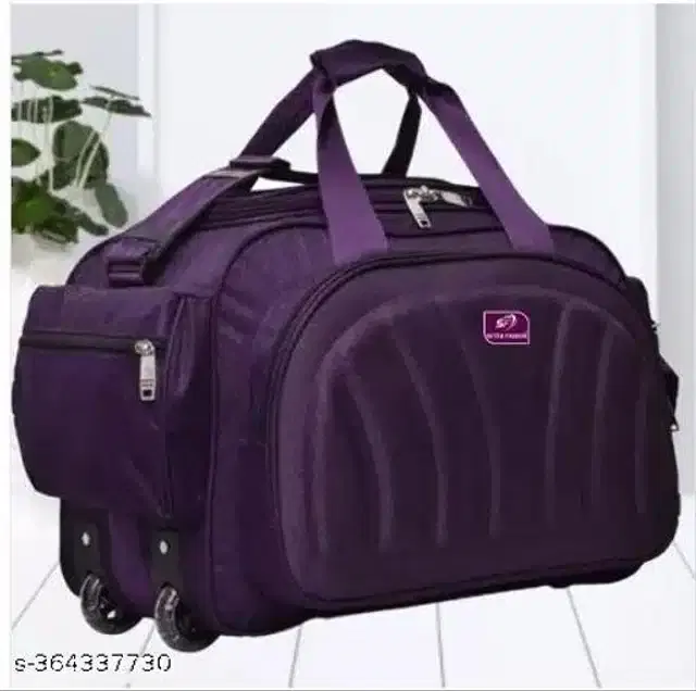 Polyester Strolley Duffel Bag, Purple, 60 L
