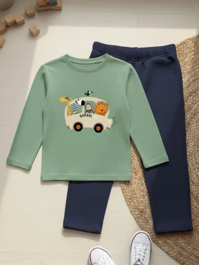 Cotton Solid Clothing Set For Boys, Multicolour (2-3 Years)