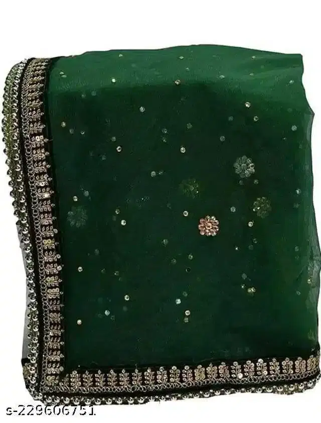 Bridal Netted Dupatta (Green, 2.5 m)