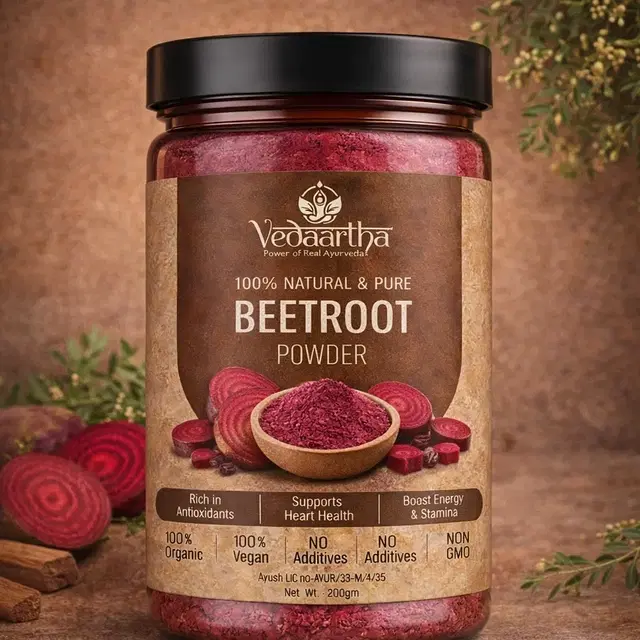 100% Natural & Pure Beetroot Powder, Beta Vulgaris, 200 g