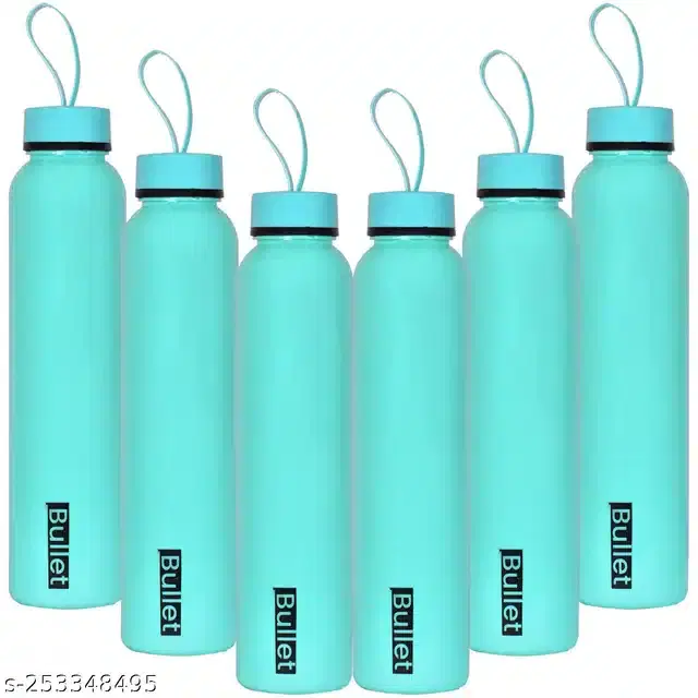 Plastic Water Bottles Set, Pack of 6, Blue, 1000 ml
