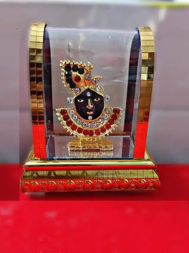 Lord Krishna Idol Box Frame for Car Dashboard & Home Decor, Multicolor, 9x6 cm