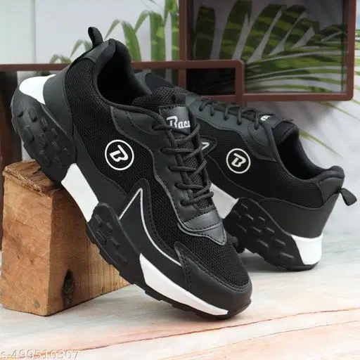Casual Running Sneakers for Men (Black, IND-6)