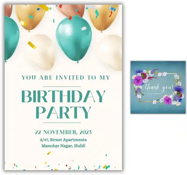 Birthday Party Greetings with Envelope, Multicolor