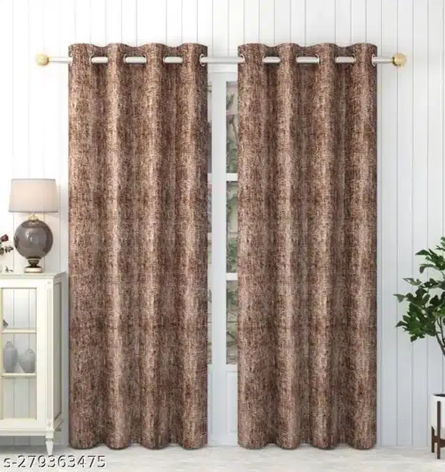 Curtains for Door, Brown, 7 Feet, Pack of 2