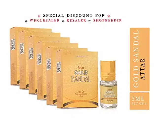 Formless Gold Sandal Roll On Attar, 3 ml, Pack of 6
