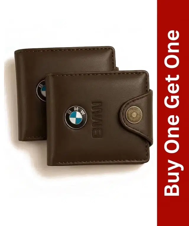 Solid Leather Wallet for Men, Buy 1 Get 1, Brown