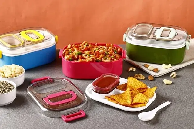 KS Mighty Plastic Lunch Box, 900 ml, Assorted