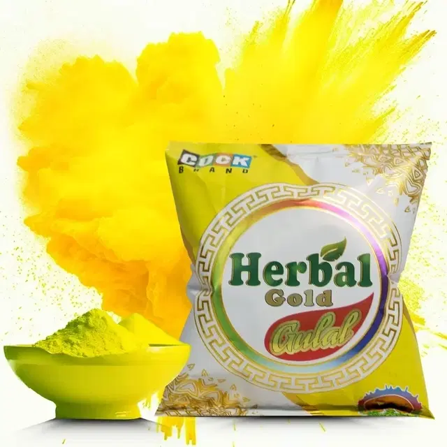 Cock Herbalgold Yellow Gulal 70G (Pack of 1)