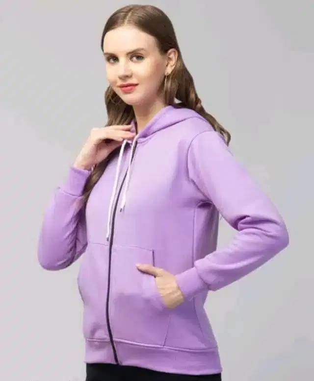 Fleece Hooded Sweatshirt for Women (Lavender, S)