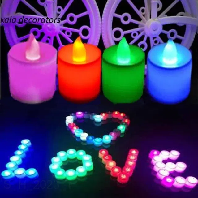 Artificial Tea Lights LED Candles, Multicolor, Pack of 12