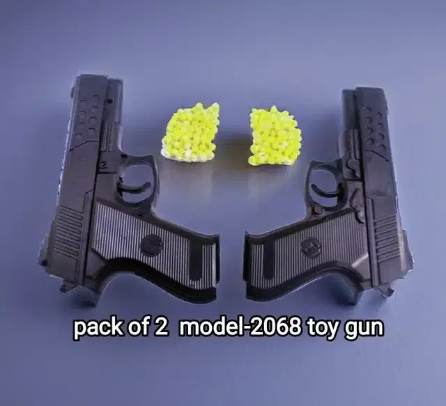 Plastic Gun Toys, 2 Pcs with 120 Pcs Bullets for Kids, Black & Yellow