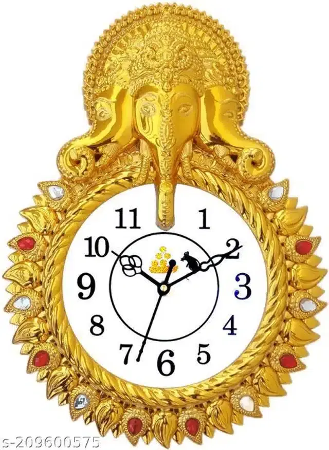 Plastic Analog Wall Clock, Gold & White