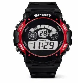 Digital Watch with Rubber Strap for Kids ,Red