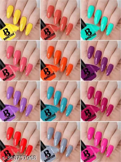 Banetion Matte Nail Polish, Multicolor, Pack of 12