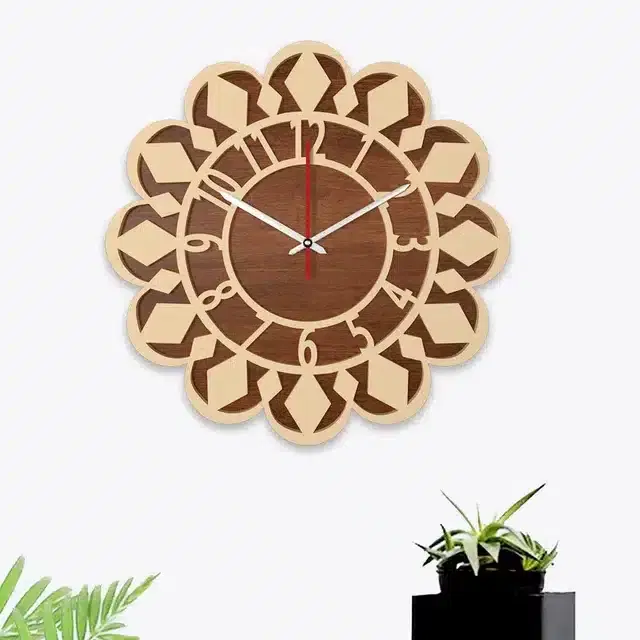 Designer Wooden Wall Clocks, Brown