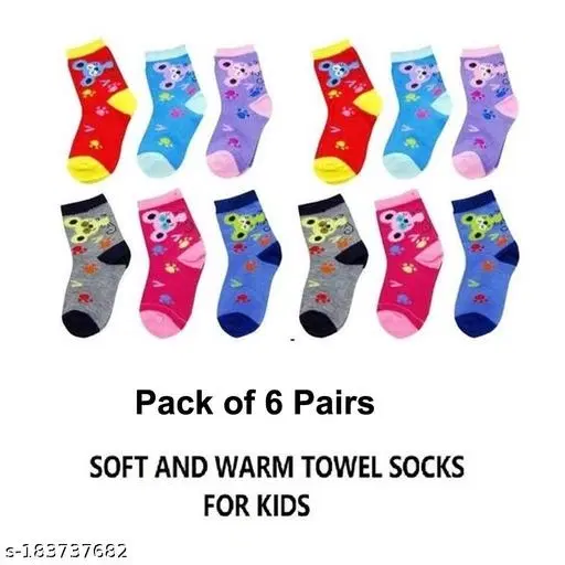 Woolen Socks for Kids, Set of 6 (Multicolor, 0-3 Months)