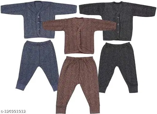 Woolen Thermal Set for Kids, Set of 3 (Multicolor, 0-3 Months)