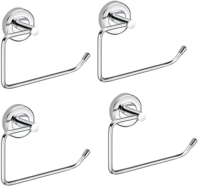 Stainless Steel Multipurpose Towel Ring with Wall Flange, Silver, Set of 4