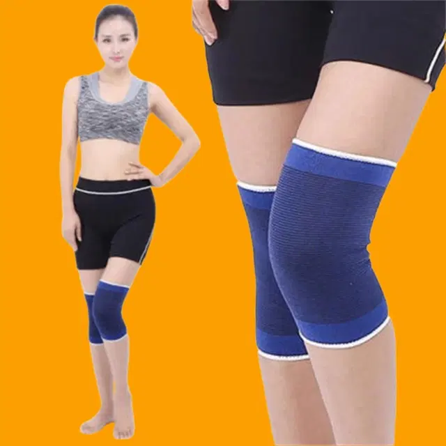 Polyester Solid Knee Sleeves for Women, Blue, Set of 1