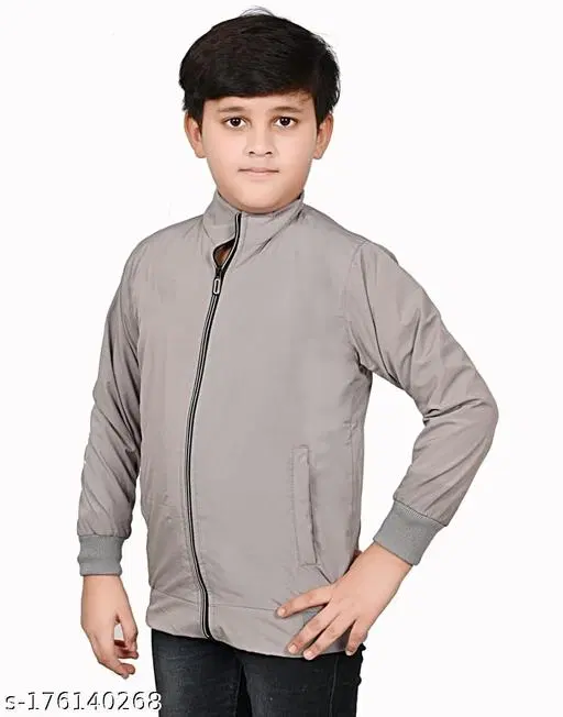 Polyester Jacket for Boys (Grey, 3-4 Years)