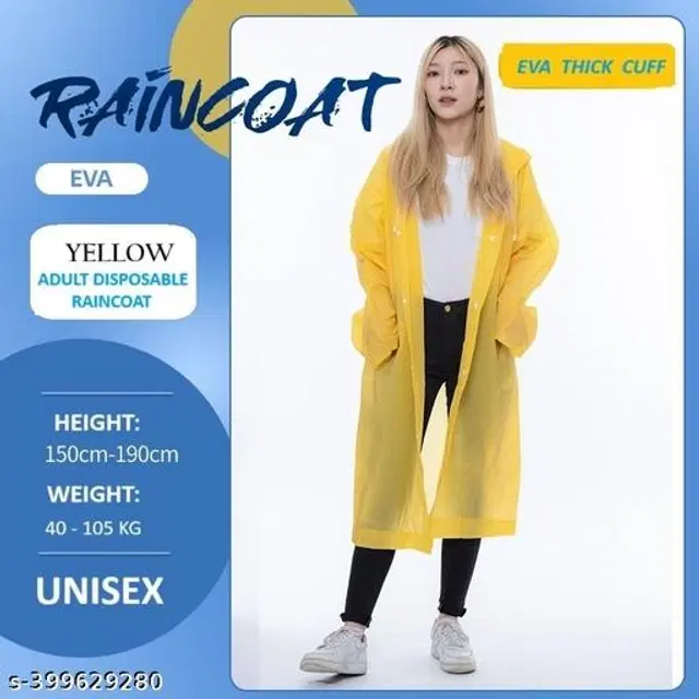 Polyester Rain Coat for Men & Women, Yellow, Free Size