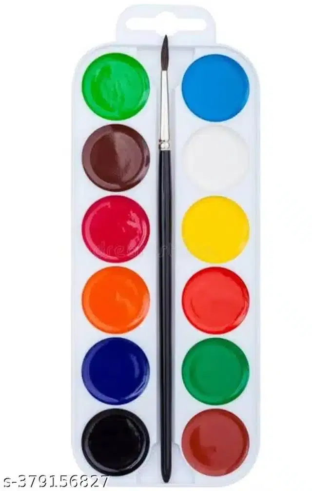 Watercolor Palette with Brush, Multicolor, Set of 1