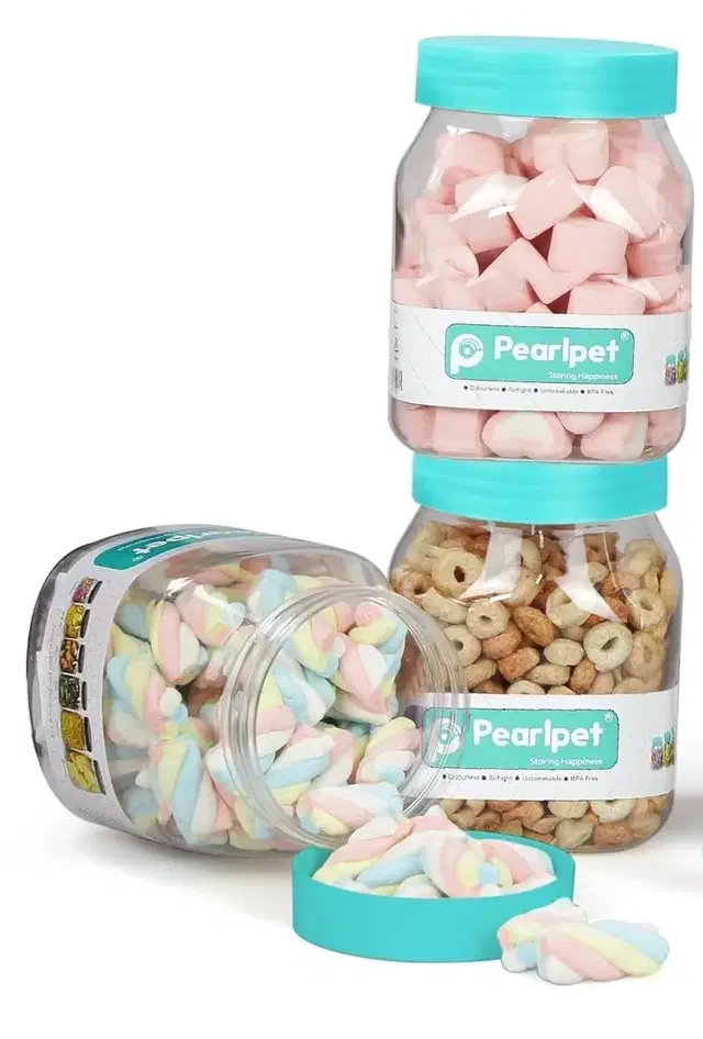 PearlPet Space Saver with Spoon 600gm, Green, Pack of 3