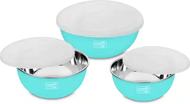 Stainless Steel Vegetable Bowl, Pack of 3, Sea Green