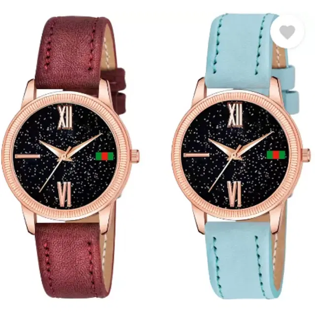 Analog Watch for Women & Girls, Pack of 2 (Multicolor)