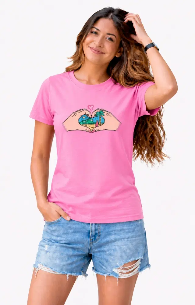Casual Cotton Blend Tshirts for Women (Pink, S)