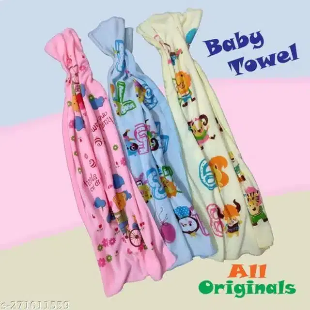Cotton Towels for Infants, Multicolor, Pack of 3