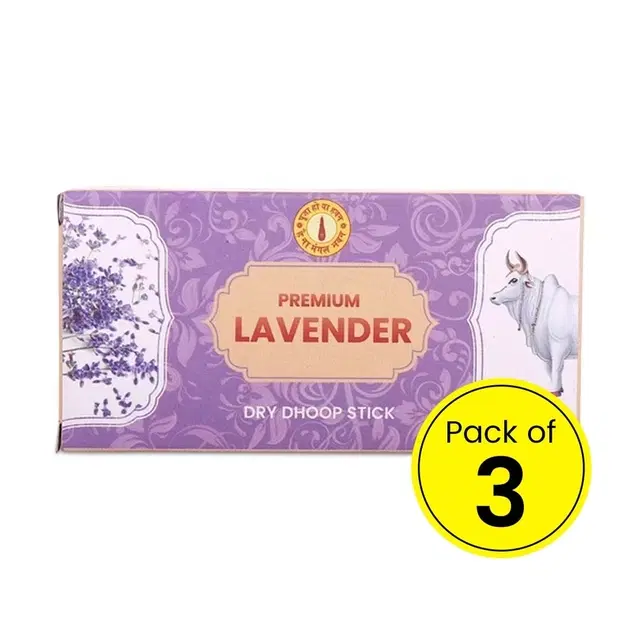 Mangal Bhavan Dry Dhoop Stick - Lavender - 12 Sticks (Pack Of 3)