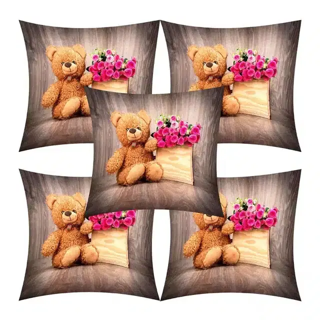 Printed Cushion Covers Combo, Multicolor, 16x16 Inches, Pack of 5