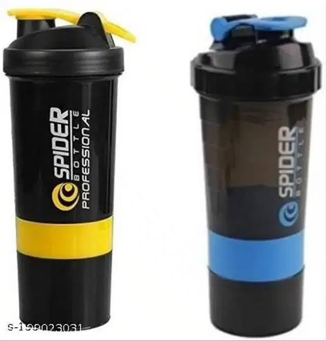 Plastic Gym Shaker and Sipper, Multicolor, 500 ml, Pack of 2