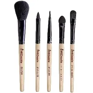 MiDazzle Premium Wooden Makeup Brush Set, Medium, Set of 5