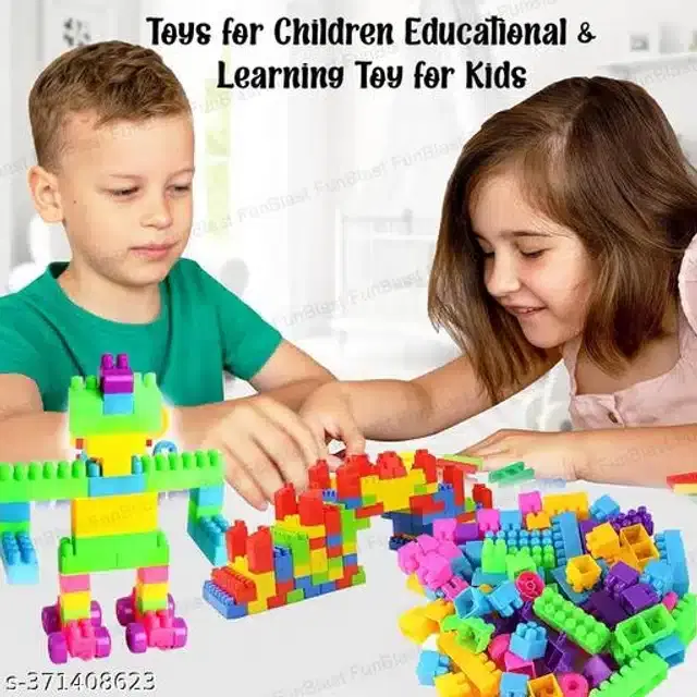 Plastic Block Toys for Kids, Multicolor, Set of 80