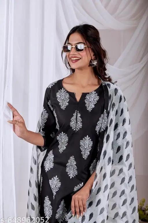 Kurta Set for Women (Blue, S)