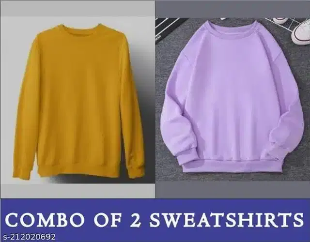 Full Sleeves Sweatshirt for Women, Combo of 2 (Mustard & Lavender, M)