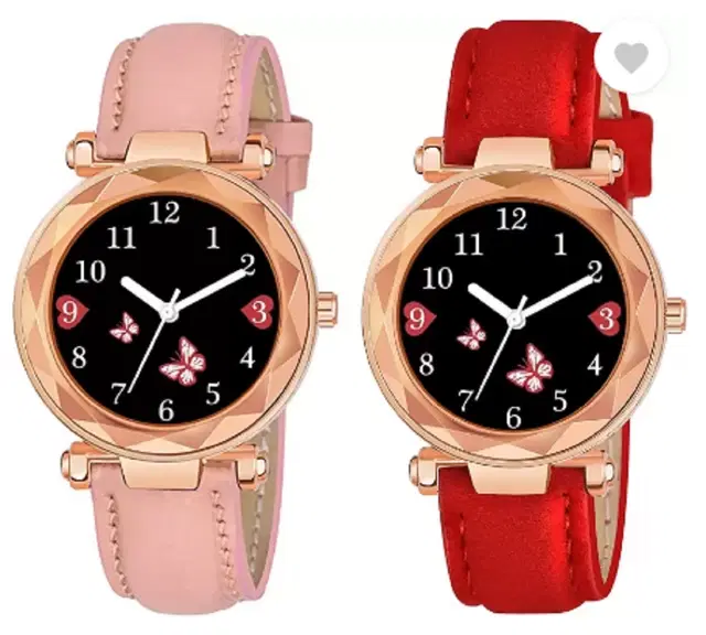 Analog Watch for Women & Girls, Pack of 2 (Multicolor)