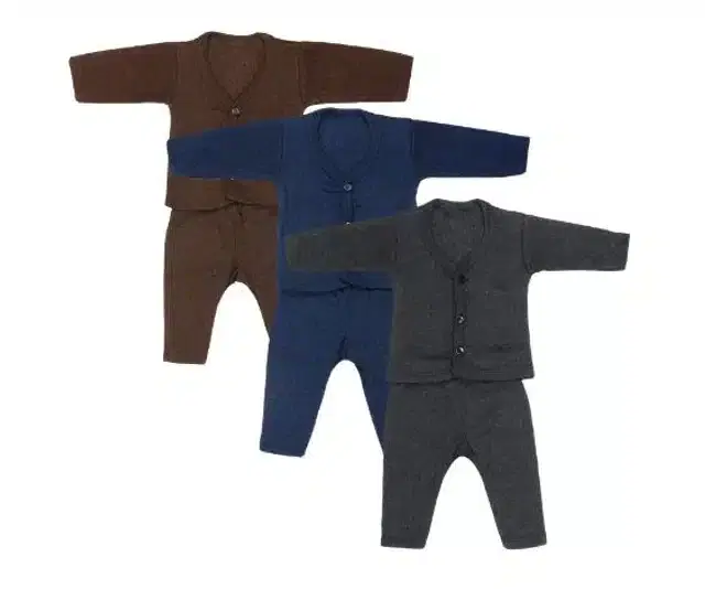 Woolen Blend Thermal Clothing Set for Kids, Set of 3 (Multicolor, 6-12 Months)