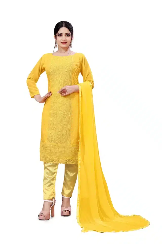 Unstiched Dress Material for Women (Yellow)