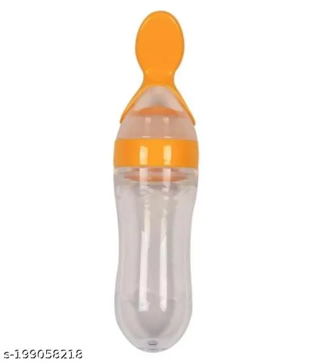 Silicone Food Feeding Bottle for Baby, Orange, 90 ml