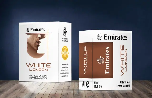 Emirates White London Alcohol Free Roll On Ittar for Men & Women, 6 ml